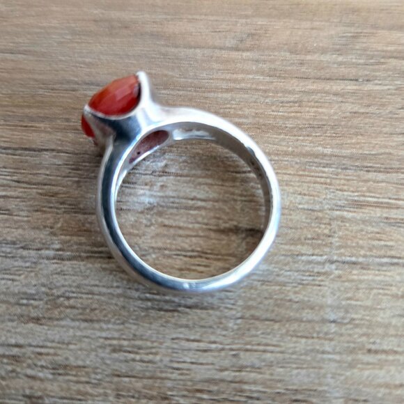 Sterling silver 925 ring with orang/red Carnelian stone. - Picture 6 of 9